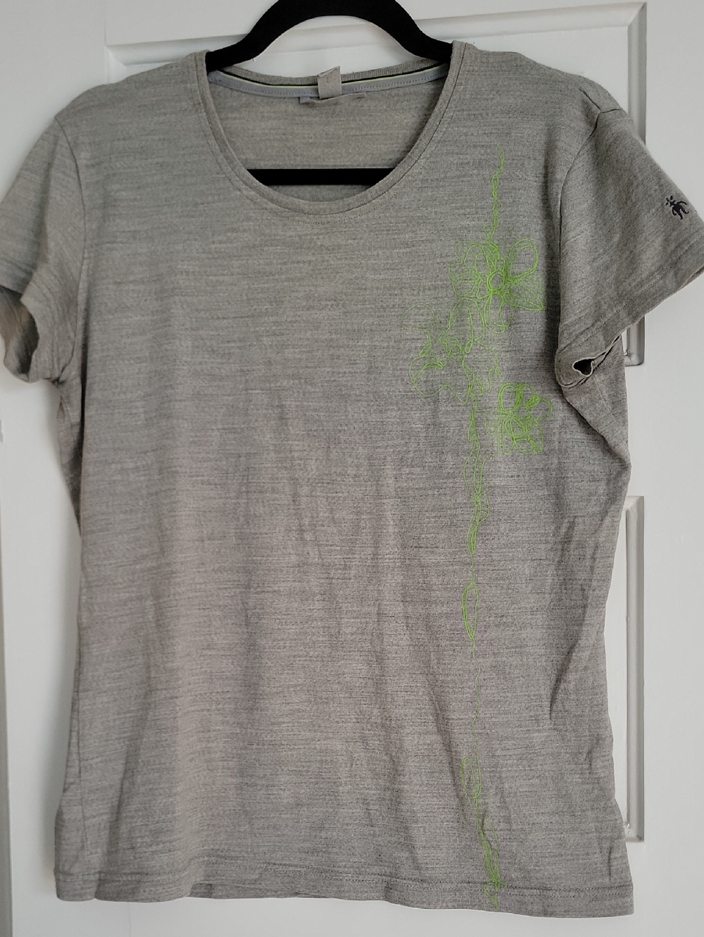 Smartwool Gray Marled Short-Sleeve Tee  Lime Green Floral Merino Y2K - L